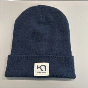 Kari Traa Navy Blue Cuffed Winter Ribbed Fleece Hat OSFM Unisex Adults Beanie